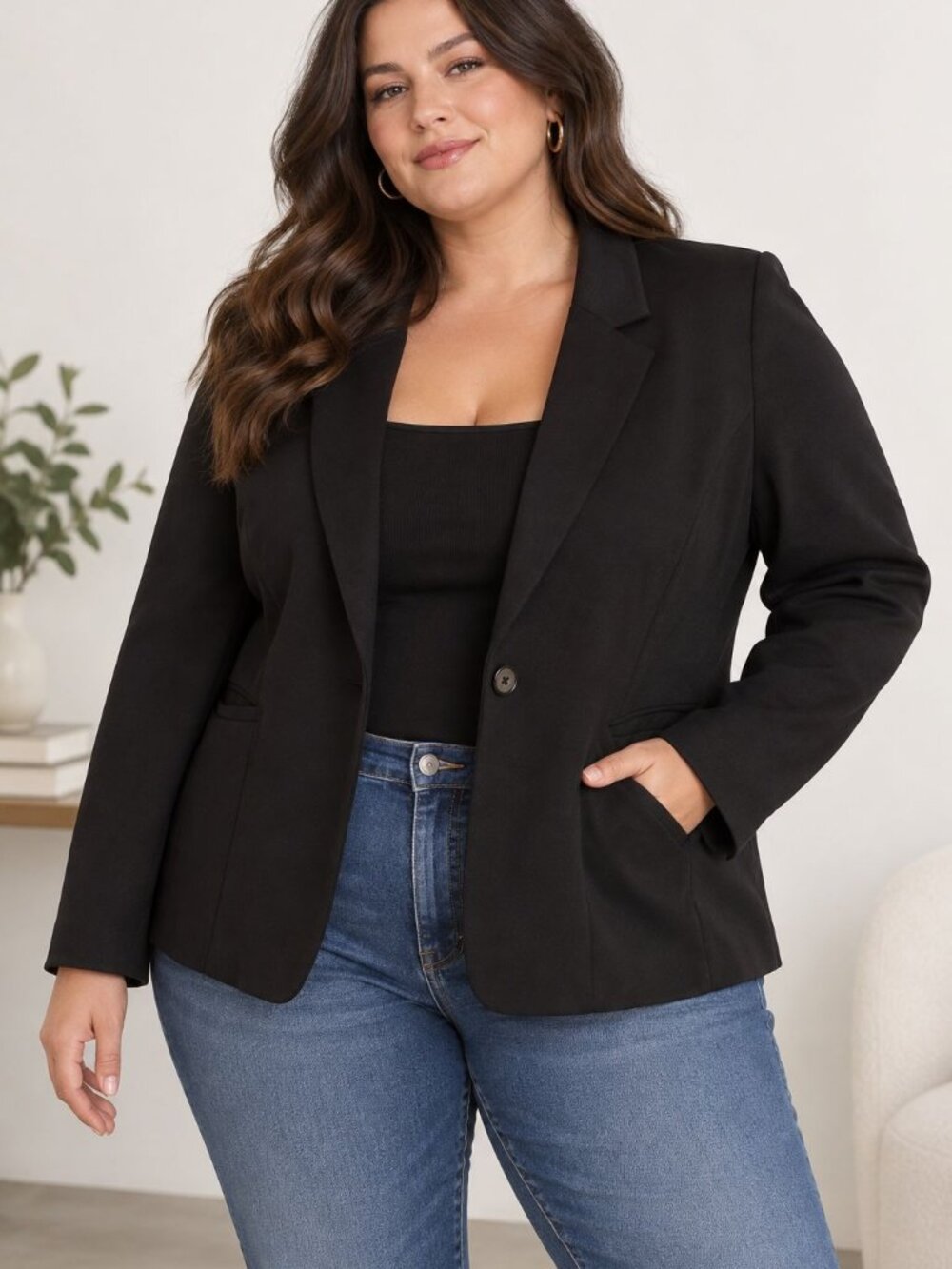 Torrid Black Blazer Plus Size 2X Single Button Office Siren